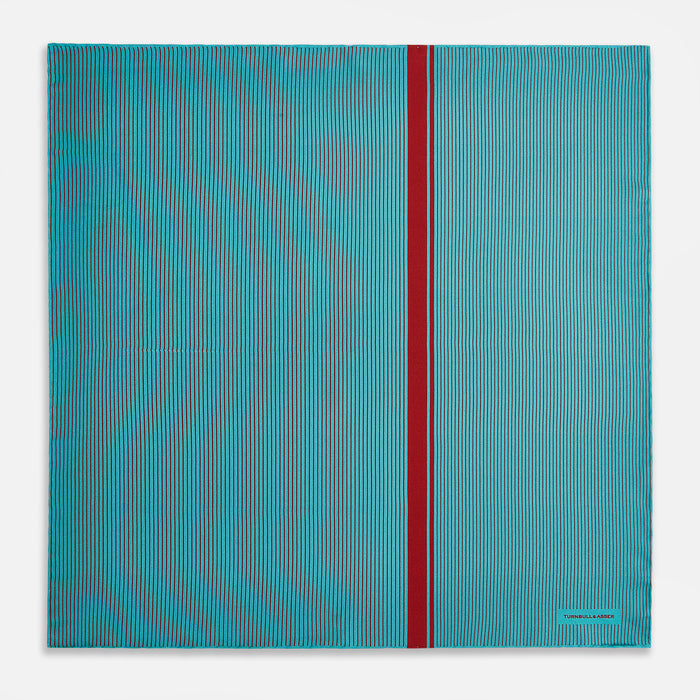 Turquoise and Red Stripe Silk Pocket Square Image 3