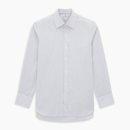 Pale Blue and Grey Grid Check Mayfair Shirt Image 6