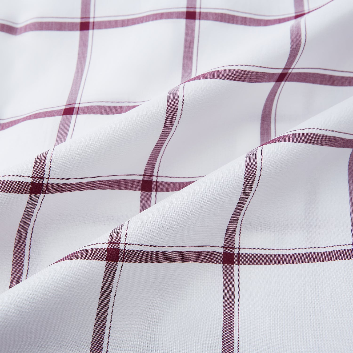 View 6 of product A long-sleeve, button-up Burgundy Grid Check Mayfair Shirt by Turnbull & Asser, made from Italian cotton with a spread collar and red grid check pattern, displayed flat on a plain white background.