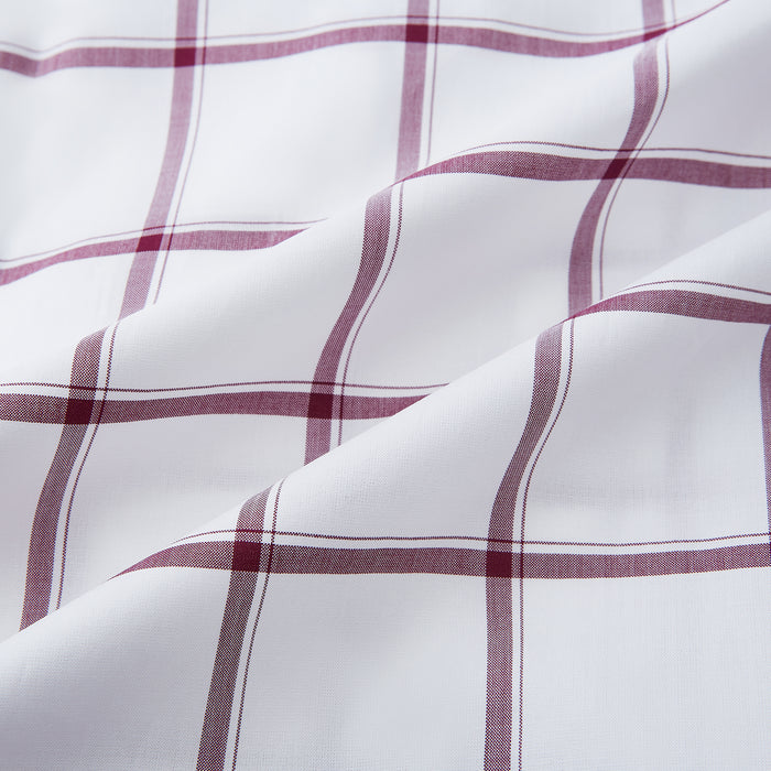 Burgundy Grid Check Mayfair Shirt Image 5