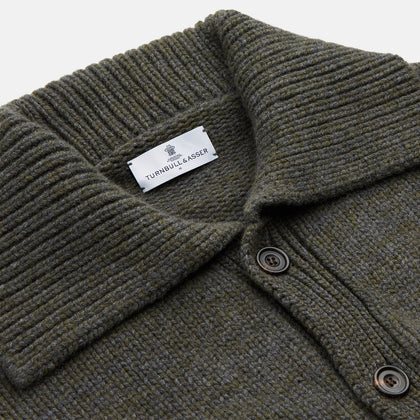 Green and Grey Cashmere Melange Lowry Cardigan Image 1
