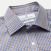 View 3 of product A must-have for any men's wardrobe, the Turnbull & Asser Brown and Blue Cotton Multi Check Weekend Fit Finch Shirt features long sleeves, button-down design, collar, and buttoned cuffs in a stylish check pattern.