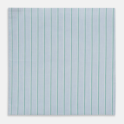 Blue and Green Multi Stripe Hand-Rolled Handkerchief Image 2