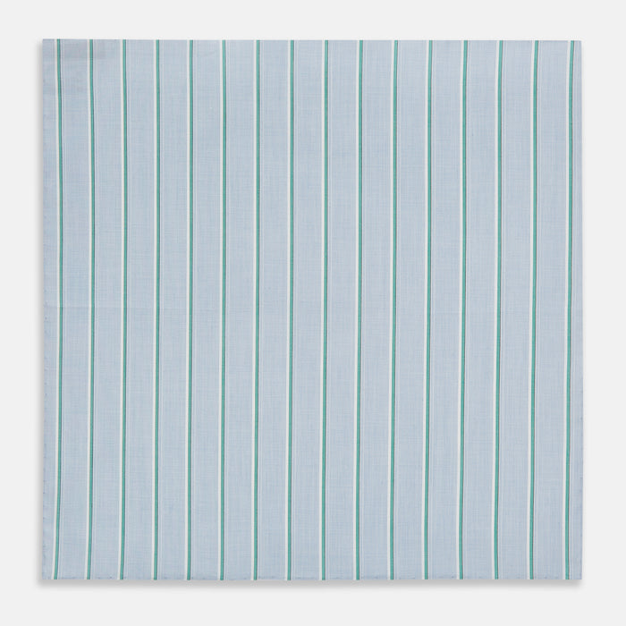 Blue and Green Multi Stripe Hand-Rolled Handkerchief Image 2