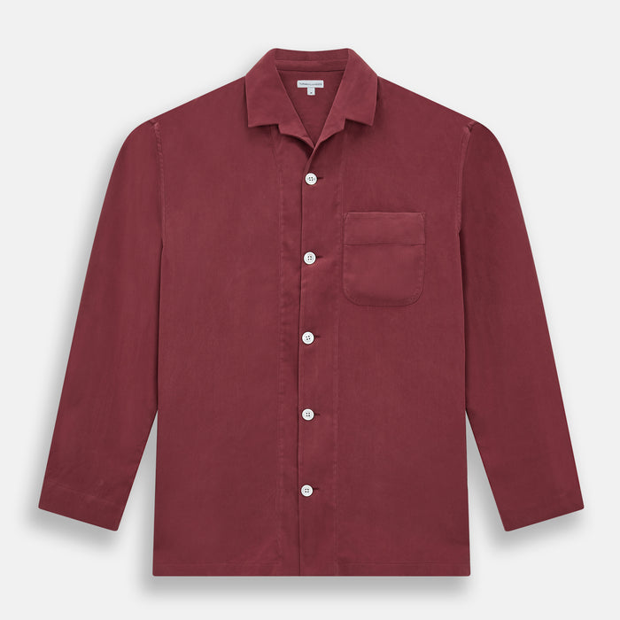 Burgundy Silk Pyjama Set Image 3