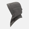 View 3 of product The Turnbull & Asser Shadow Grey Quilted Hood with Neck Warmer features a button closure, inspired by quilted jacket hoods, and is displayed on a plain white background.
