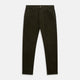 A pair of Turnbull & Asser Olive Green Cord Mylo Trousers, featuring a slim fit, five-pocket design, button closure, and belt loops, is shown laid flat on a white background.