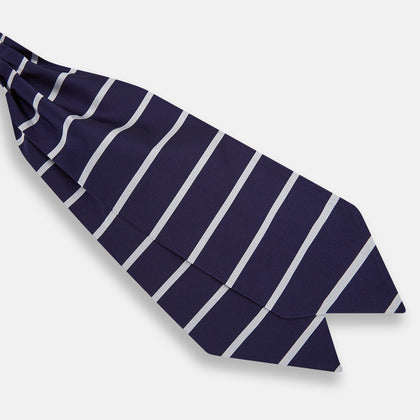 Silver Stripe and Navy Silk Cravat Image 2