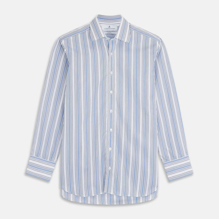 Blue Multi Stripe Cotton Fabric Image 1