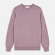 The Turnbull & Asser Lilac Heather Glenn Cashmere Crew Neck Jumper, featuring long sleeves with ribbed cuffs and hem, is knitted in Scotland and shown laid flat on a white background.