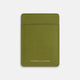 Moss Green Two-slot Card Case by Turnbull & Asser, crafted from Italian leather with neatly stitched edges and the brand name in white at the bottom center, displayed on a plain white background.