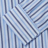 View 3 of product The Turnbull & Asser Pale Blue Multi Stripe Cotton Regular Fit Whitby Shirt, with collar and cuffs, is shown laid flat on a white background.