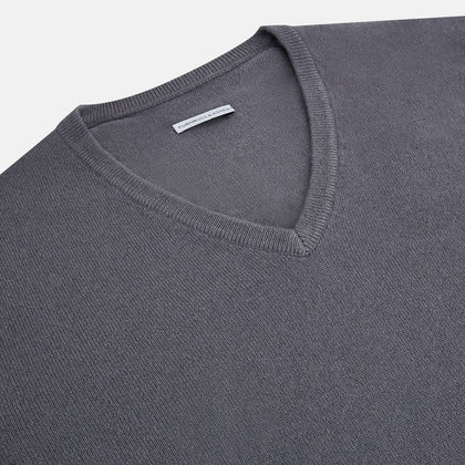Grey V-Neck Cashmere Jumper Image 1