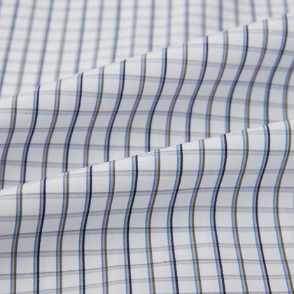 Blue and Coffee Tattersall Check Mayfair Shirt Image 5