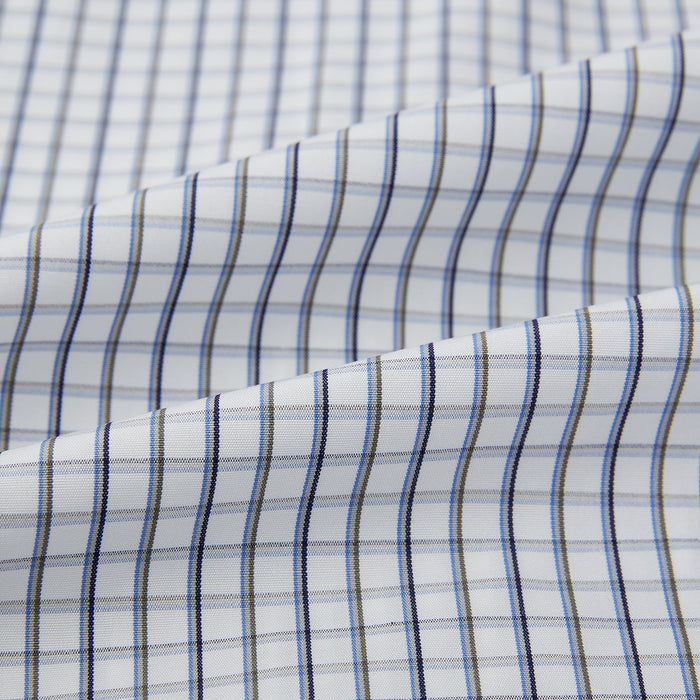 Blue and Coffee Tattersall Check Mayfair Shirt Image 5