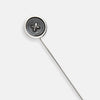 View 2 of product The Turnbull & Asser Sterling Silver Tie Pin features a black button design on one end and a metallic cap engraved with "SILVER" on the other, displayed against a plain white background.