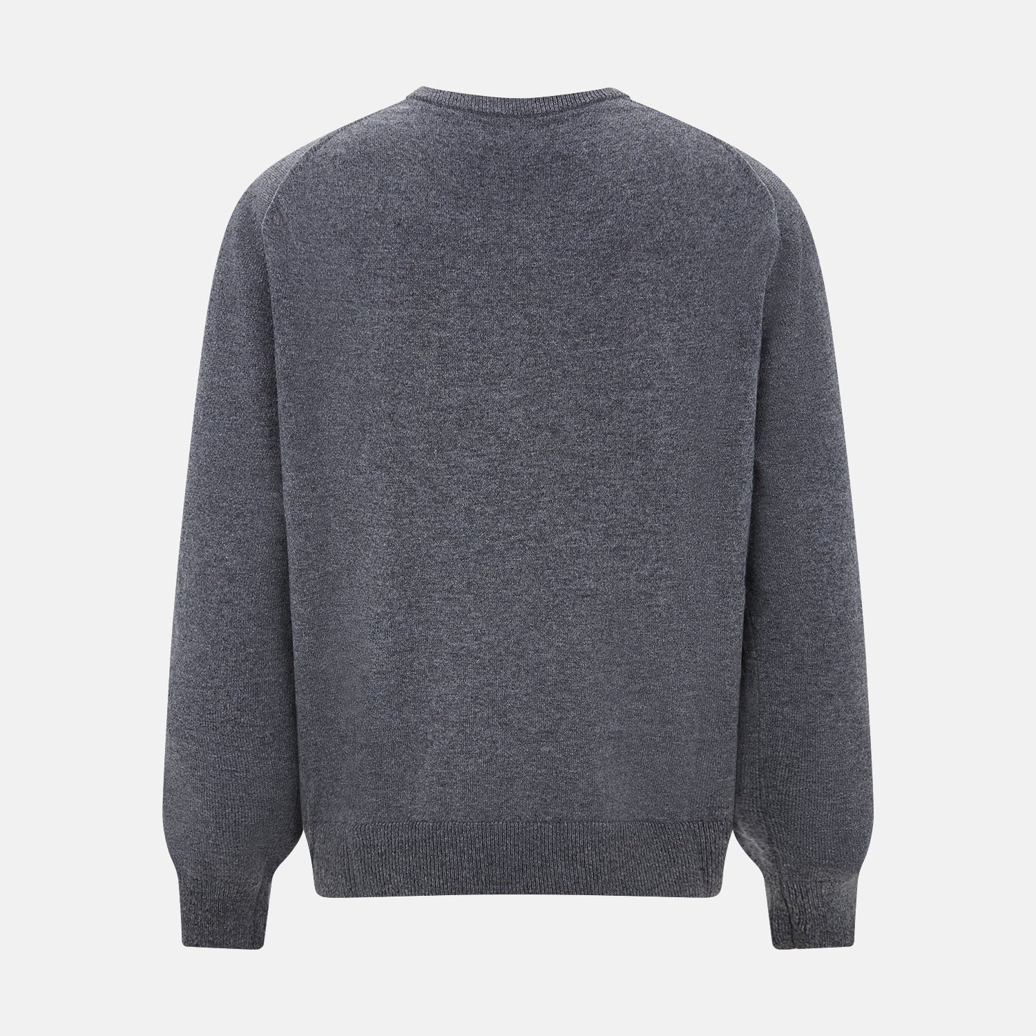 View 3 of product The Turnbull & Asser Melange Grey Crew Neck Cashmere Jumper, a smart-casual long-sleeve sweater, is shown on a white background.
