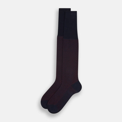 Navy/Red Motif Long Socks Image 1