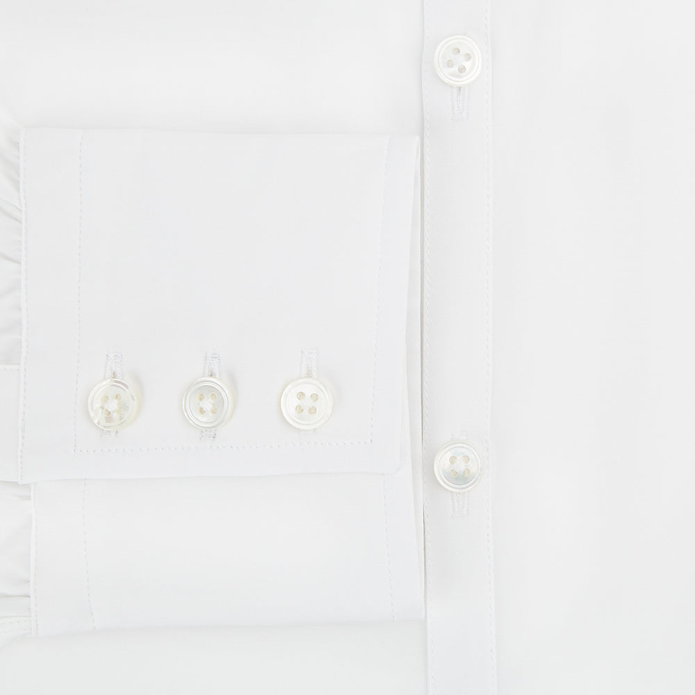 The Turnbull & Asser White Westminster Shirt is a long-sleeve, button-up dress shirt with a classic cut and Westminster collar, shown on a white background.