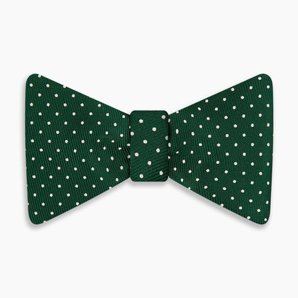 Racing Green and White Spot Silk Bow Tie Image 3