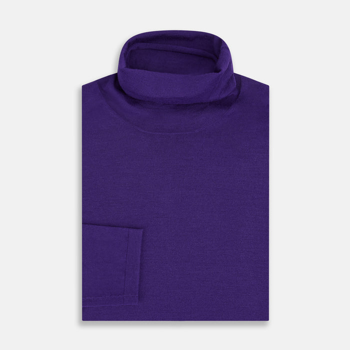 Purple Fine Merino High Neck Jumper Image 3