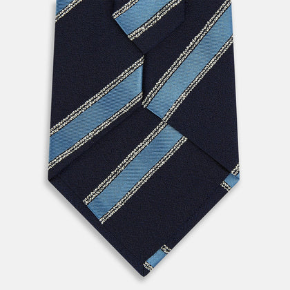 Navy Multi Stripe Silk Tie Image 2