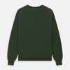 View 4 of product The Turnbull & Asser Green V-Neck Cashmere Jumper, made from soft Scottish cashmere, features long sleeves with ribbed cuffs and a ribbed hem. It is shown laid flat on a white background.