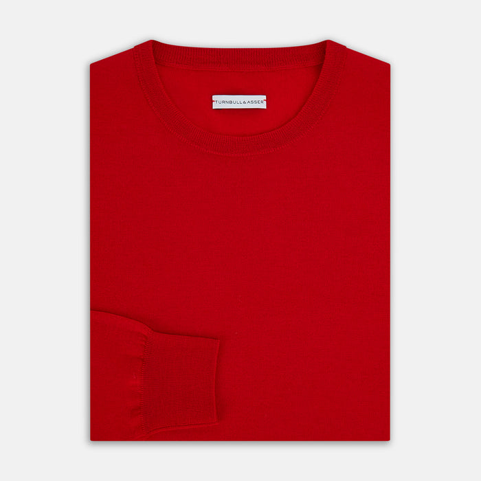 Red Merino Round Neck Jumper Image 3