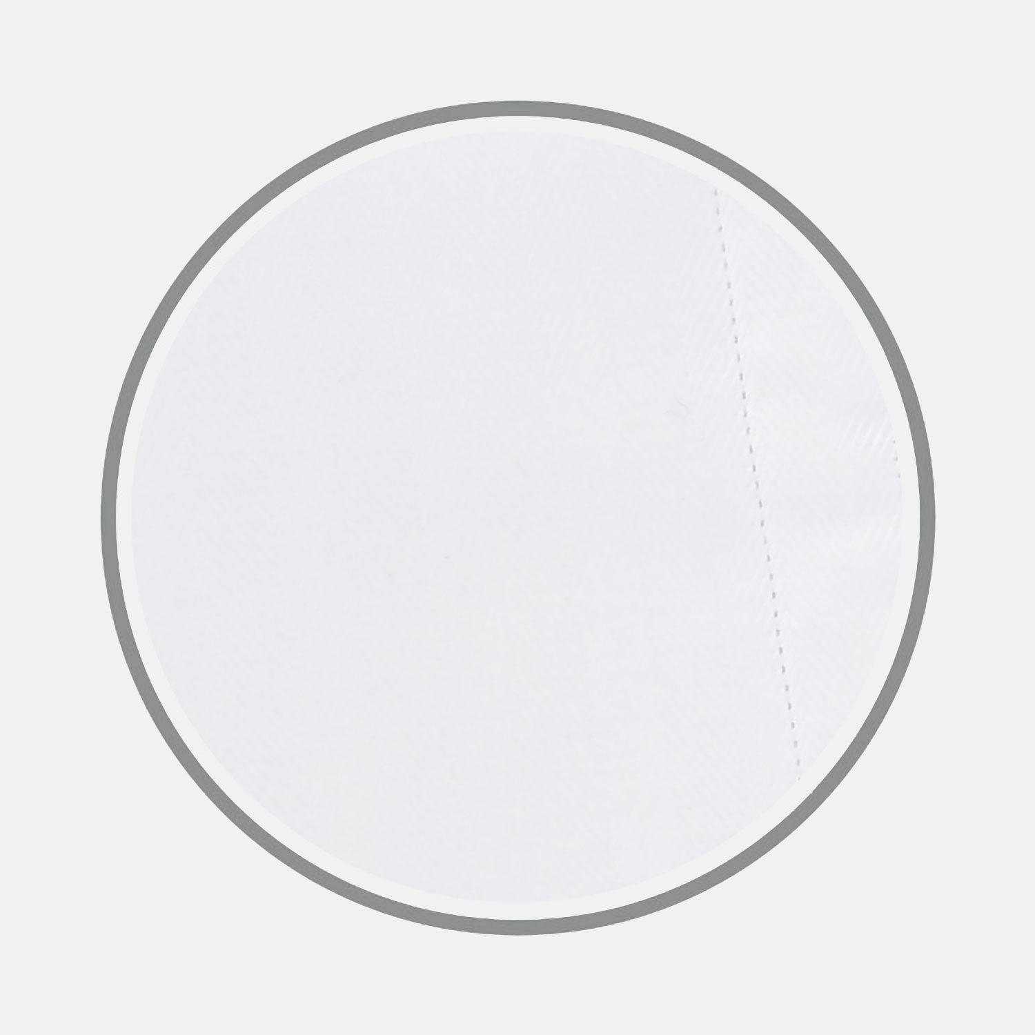 View 1 of product Close-up of Turnbull & Asser’s White Herringbone Sea Island Quality Cotton Fabric, showing a circular white textured surface with a subtle herringbone pattern and gray border on a plain white background.