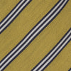 View 3 of product The Turnbull & Asser GGT92000 3042 11 OS is a classic yellow necktie with diagonal black and white stripes, rolled elegantly on a white background.