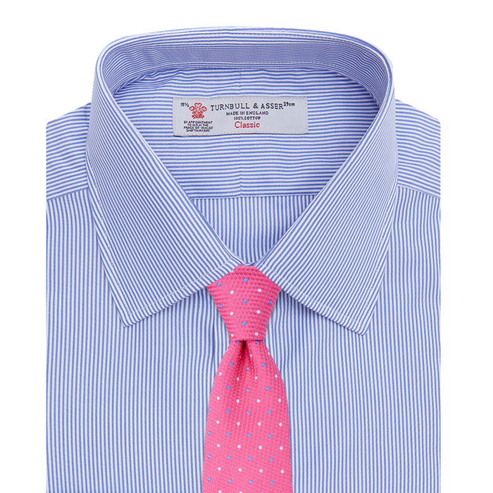 Blue Fine Bengal Stripe Shirt with T&A Collar and 3-Button Cuffs Image 3