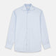 The Turnbull & Asser Tailored Fit Light Blue Cotton Shirt features a Kent collar and 3-button cuffs, perfect for pairing with a navy suit or smart ensemble. Laid flat on a white background.