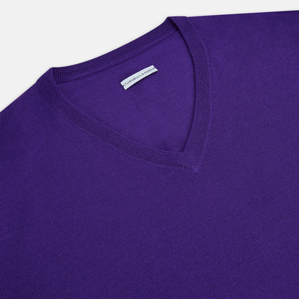 Purple Merino V-Neck Jumper Image 1