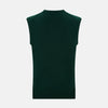 View 3 of product The Turnbull & Asser Forest Green V-neck Cashmere Vest, a sleeveless knit for men, is displayed against a plain white background.