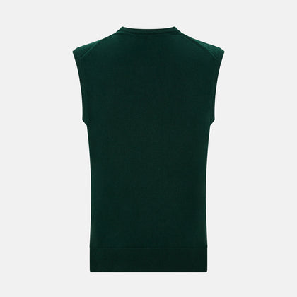 Forest Green V-neck Cashmere Vest Image 2