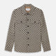 The Turnbull & Asser Black Gingham Check Wool Blend Somerset Overshirt features long sleeves, two chest flap pockets with buttons, and a black-and-beige check pattern. Shown laid flat on a white background; ideal as transitional outerwear.