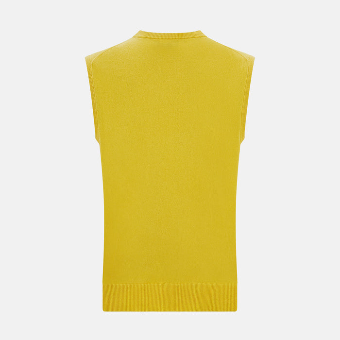 Canary Yellow Cashmere Round Neck Vest Image 2