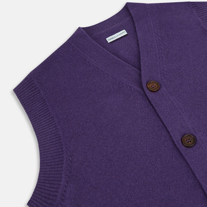 Purple Cashmere Sleeveless Cardigan Image 1