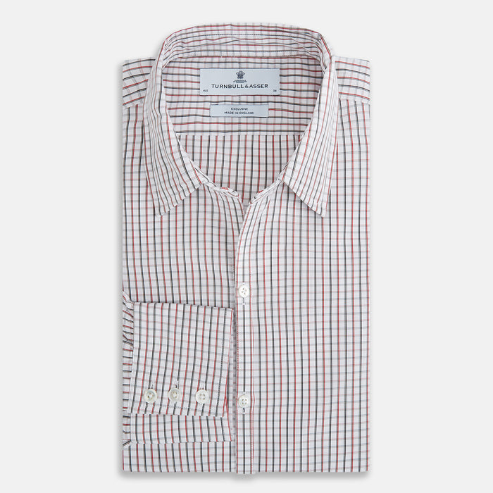 Red and midnight blue Tattersall Check Windsor Shirt Image 4