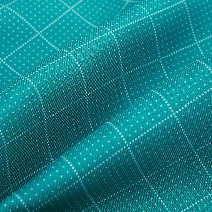 Turquoise Dotted Check Pattern Printed Silk Cravat Image 3
