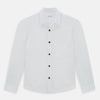 View 1 of product The White Hyde Overshirt by Turnbull & Asser is crafted from sanforised cotton with a left chest pocket and dark buttons—offering a sharp, casual blazer alternative. Shown laid flat on a white background.