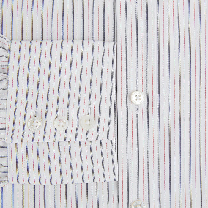 Midnight Blue and Red Ticking Stripe Mayfair Shirt Image 3