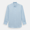 View 1 of product The Turnbull & Asser Pale Blue Cotton Cashmere Dorset Collar Richmond Shirt features long sleeves, a button-down collar, white buttons, and a chest pocket. It is neatly displayed flat on a white background.