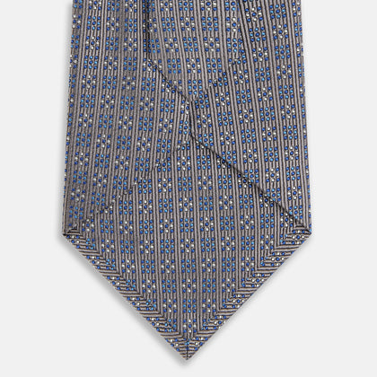 Silver and Pale Blue Multi Dot Silk Tie Image 2