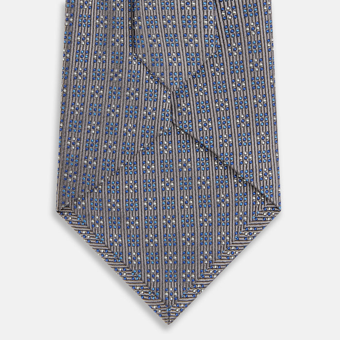 Silver and Pale Blue Multi Dot Silk Tie Image 2