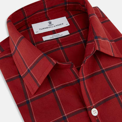 Dark Red Grid Check Windsor Shirt Image 1