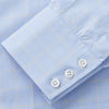 View 3 of product A Turnbull & Asser Yellow and Blue Prince of Wales Check Mayfair Shirt with white buttons and a classic collar, laid flat on a white background.