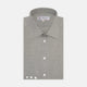 The Turnbull & Asser Grey Cashmere Blend Shirt features a T&A collar, 3-button cuffs, and a front pocket, shown neatly folded with white buttons against a plain white background.
