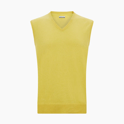 Canary Yellow Cashmere V-Neck Vest Image 3