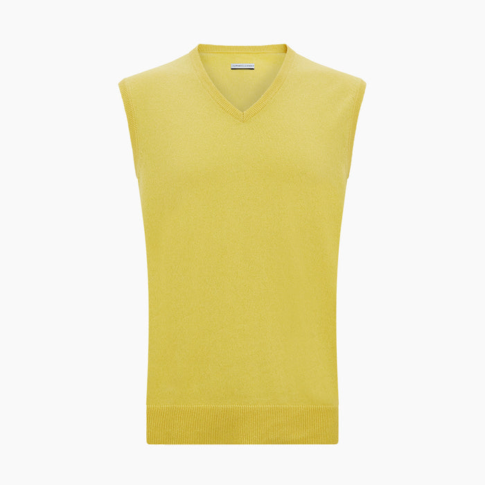 Canary Yellow Cashmere V-Neck Vest Image 3